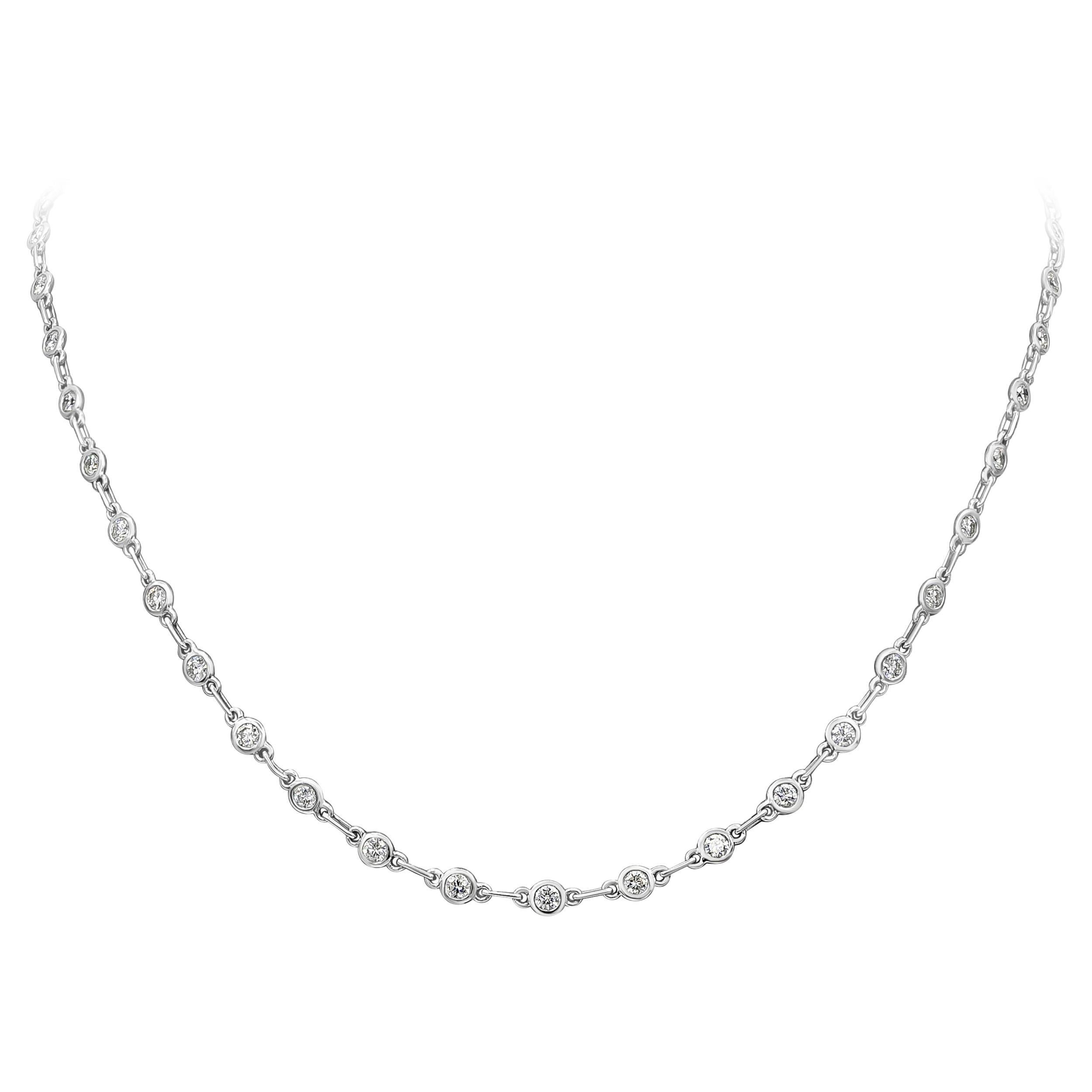 Roman Malakov 3.39 Carats Total Round Brilliant Cut Diamond Necklace