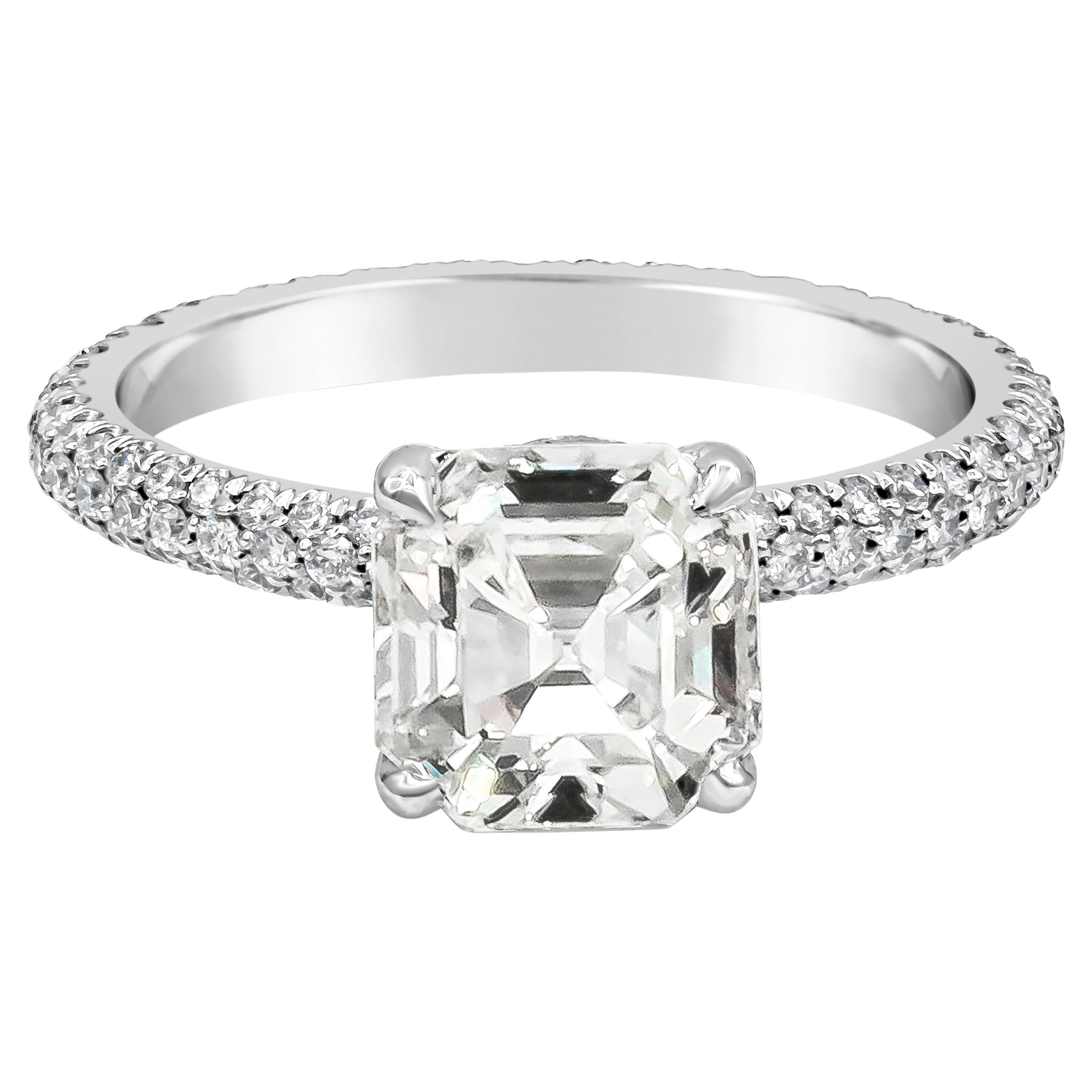 GIA zertifiziert 2,50 Karat Asscher Cut Diamant Pavé Verlobungsring in Platin