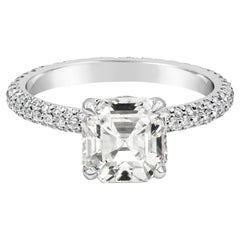 GIA zertifiziert 2,50 Karat Asscher Cut Diamant Pavé Verlobungsring in Platin