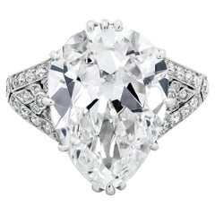 Roman Malakov Bague de fiançailles en diamant en forme de poire de 7,03 carats certifié par le GIA