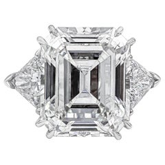 Verlobungsring mit drei Steinen, GIA-zertifizierter 15.34 Karat Diamant im Smaragdschliff