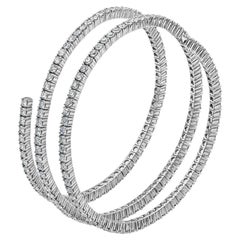 Roman Malakov 10.83 Carats Total Round Diamond Three-Row Spiral Bangle Bracelet