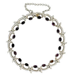 Taxco Amethyst Sterling Silver Modernist Necklace