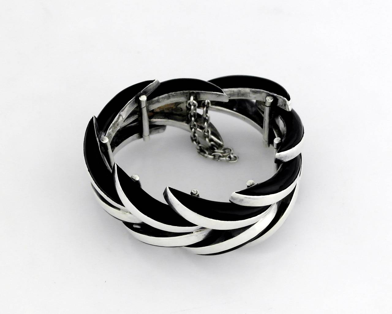 Antonio Pineda .970 Silver Crescent Motif Necklace Bracelet Earrings Suite 1