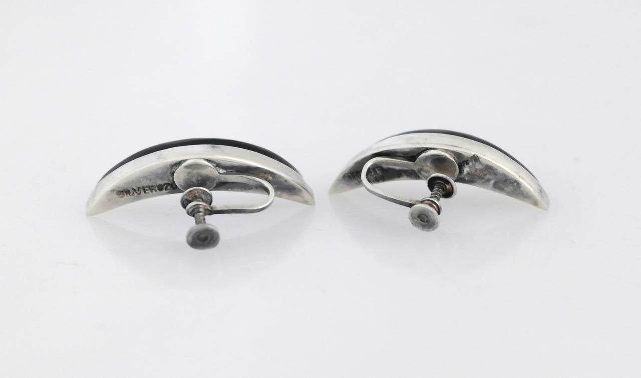 Antonio Pineda .970 Silver Crescent Motif Necklace Bracelet Earrings Suite 2