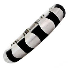 Retro RARE Antonio Pineda .970 Silver and Onyx Bracelet