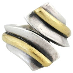 Vintage Antonio Pineda .970 Silver and Brass Modernist Ring