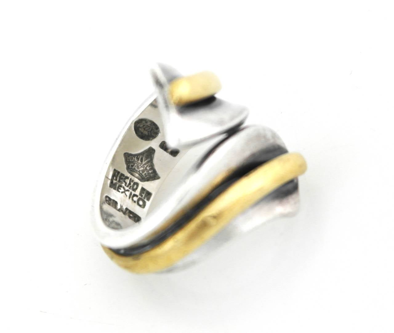Antonio Pineda .970 Silver and Brass Modernist Ring 1
