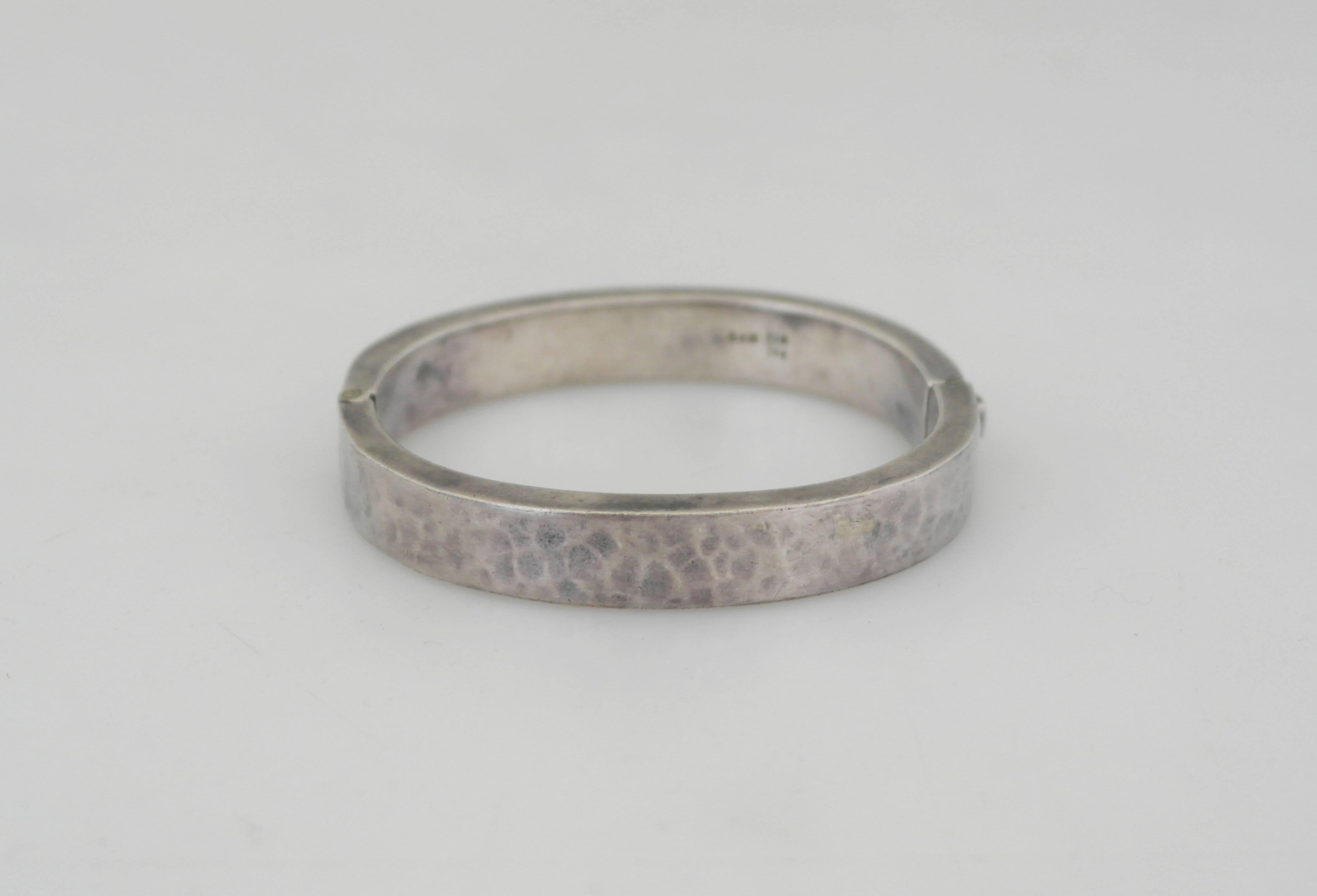 Paz Taxco Sterling Silver Hammered Bangle Bracelet 2