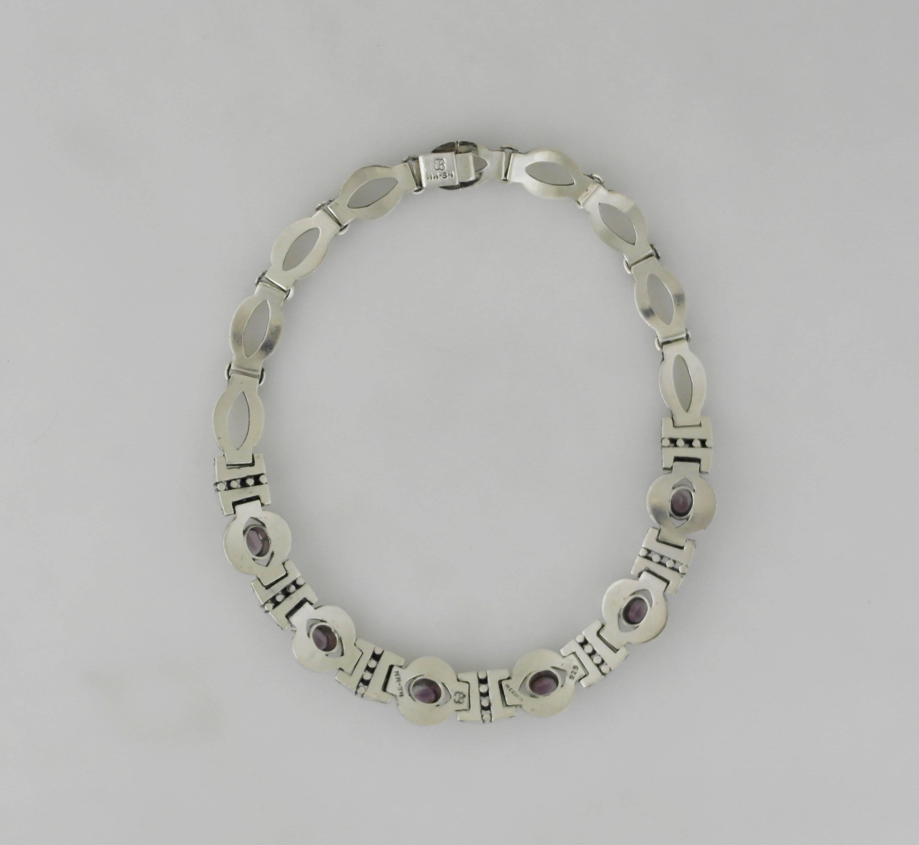 Los Ballesteros Amethysts Sterling Silver Necklace For Sale 1