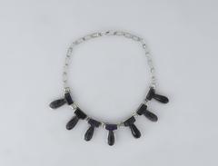 Taxco Sterling Silver and Amethysts Drop Necklace