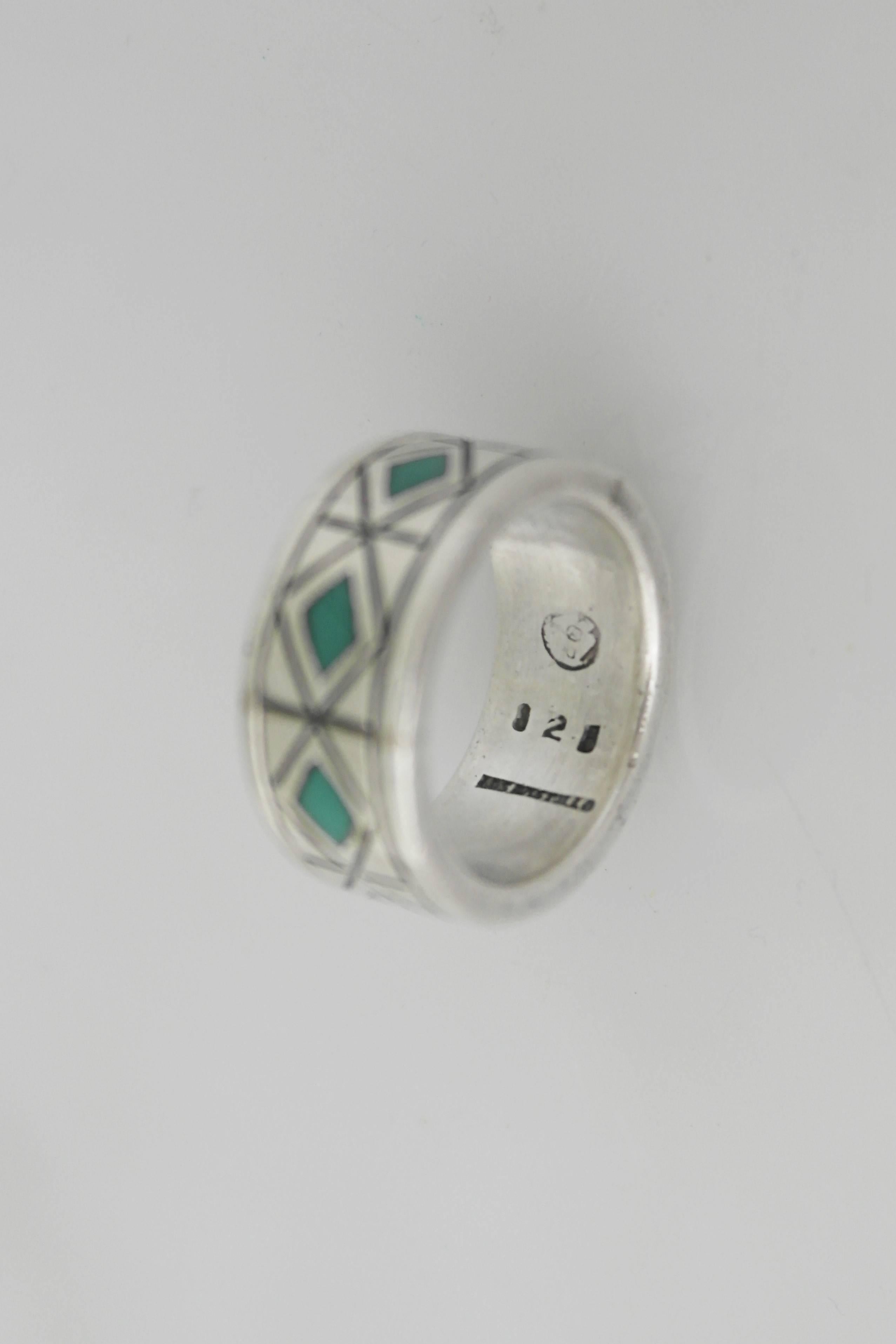 Los Castillo Turquoise Sterling Silver Ring For Sale 1