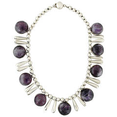 William Spratling Amethyst Sterling Silver Necklace EARLY IMPORTANT
