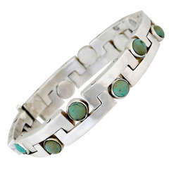 Antonio Pineda .970 Silver & Turquoise Modernist Bracelet