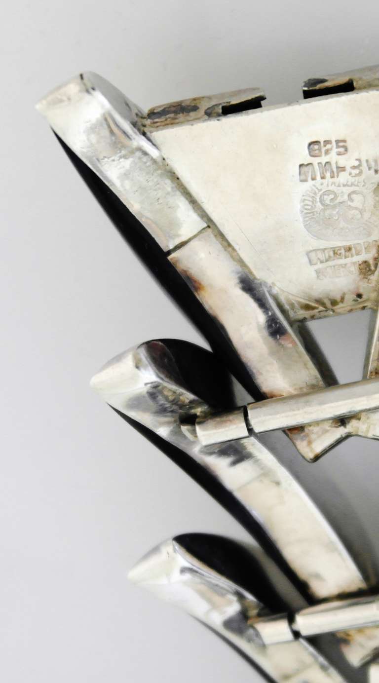Incredible Los Ballesteros Onyx 7 Sterling Silver Art Deco Bracelet 4
