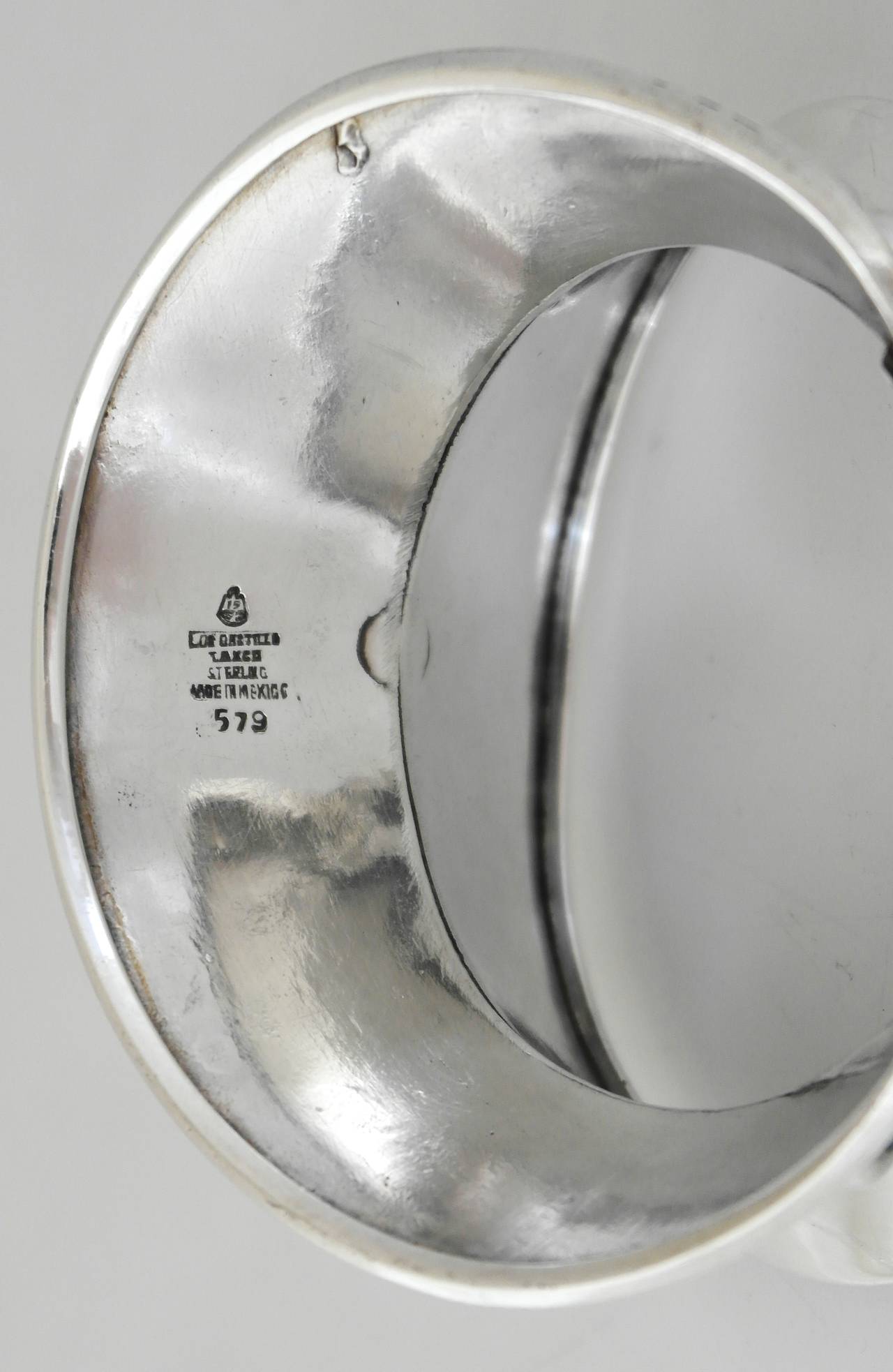 Los Castillo Wide Sterling Silver Cuff Bracelet For Sale 2