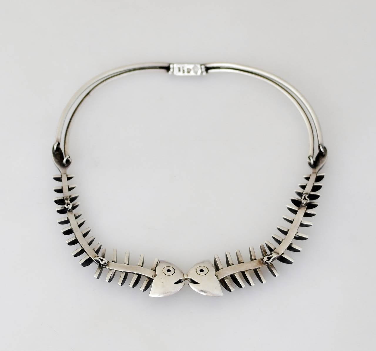 Antonio Pineda .970 Silver Fish Motif Necklace For Sale 1