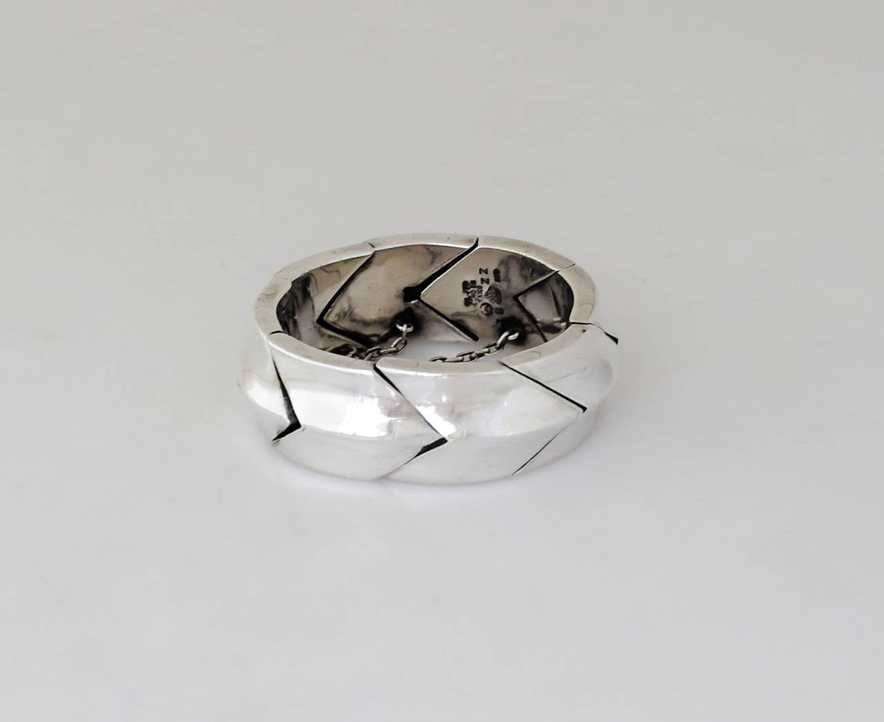 Antonio Pineda .970 Silver Chevron Motif Bracelet For Sale 1