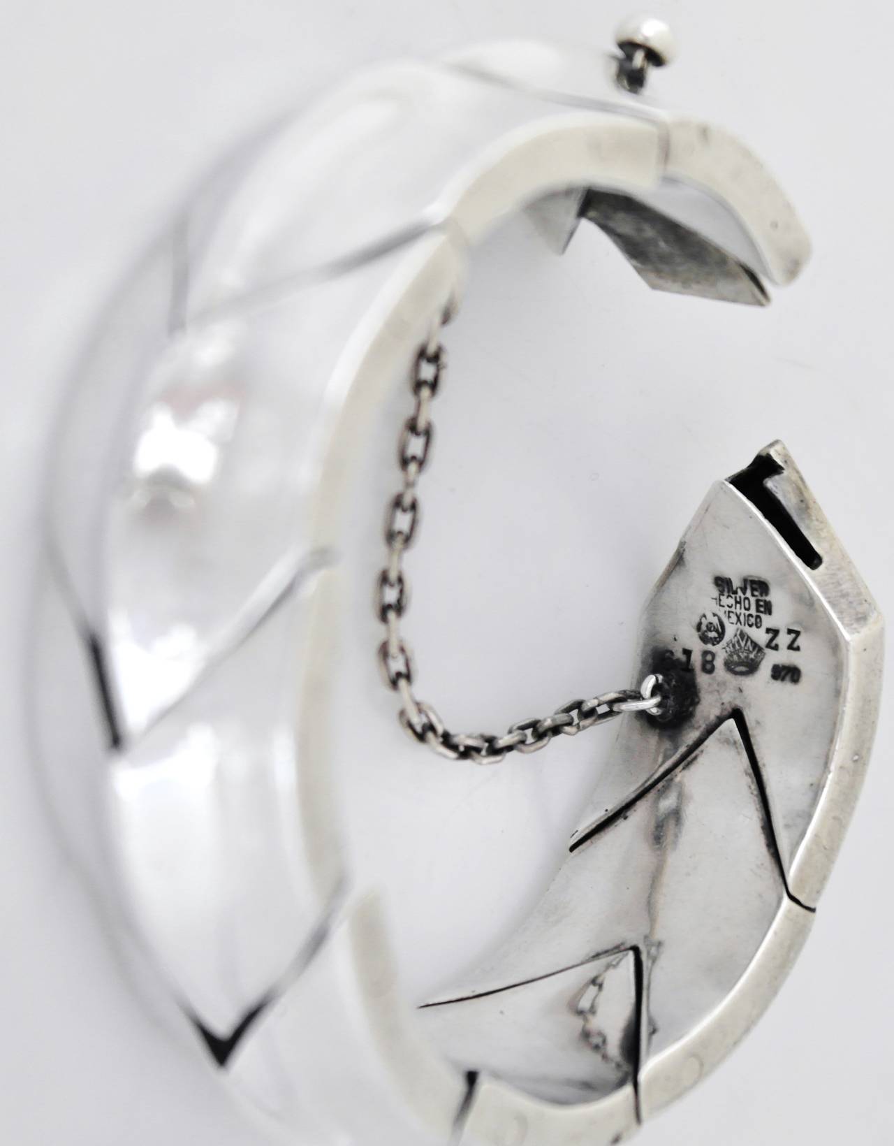 Antonio Pineda .970 Silver Chevron Motif Bracelet For Sale 3