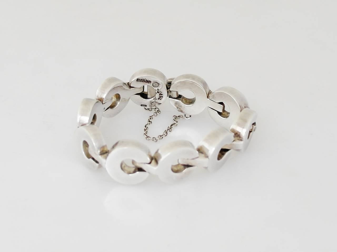 Antonio Pineda .970 Silver Link Bracelet For Sale 1