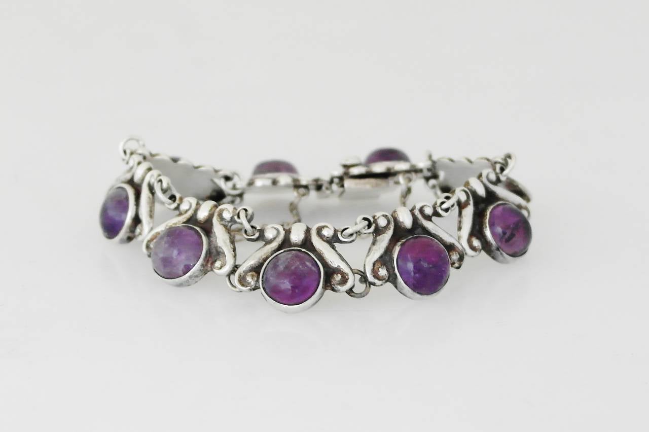 Women's Los Castillo Sterling Silver & Amethysts Bracelet For Sale