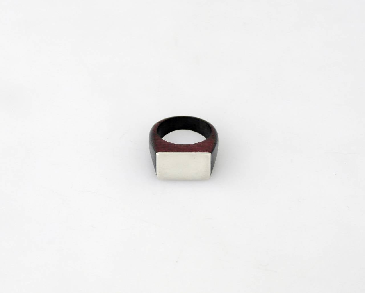 William Spratling Rosewood Sterling Silver Ring In Excellent Condition In New York, NY