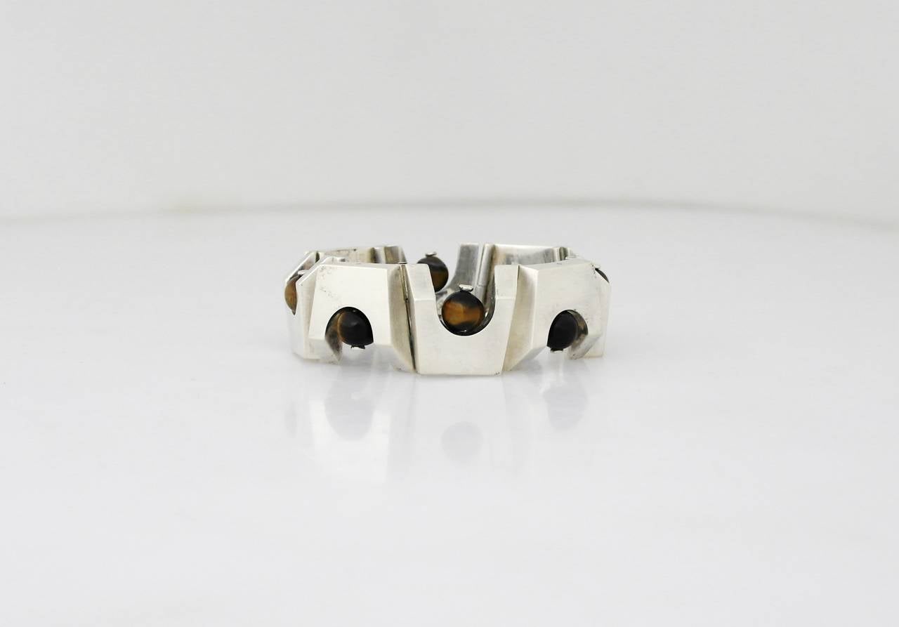 Women's Rare Antonio Pineda Tiger's Eye .970 Silver Necklace and Bracelet For Sale