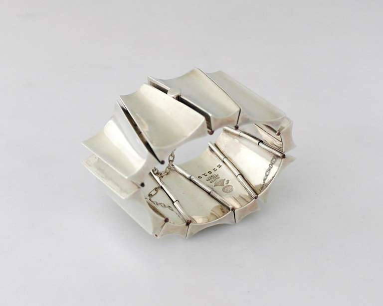 Incredible Antonio Pineda .970 Silver Modernist Wide Bracelet In Excellent Condition In New York, NY