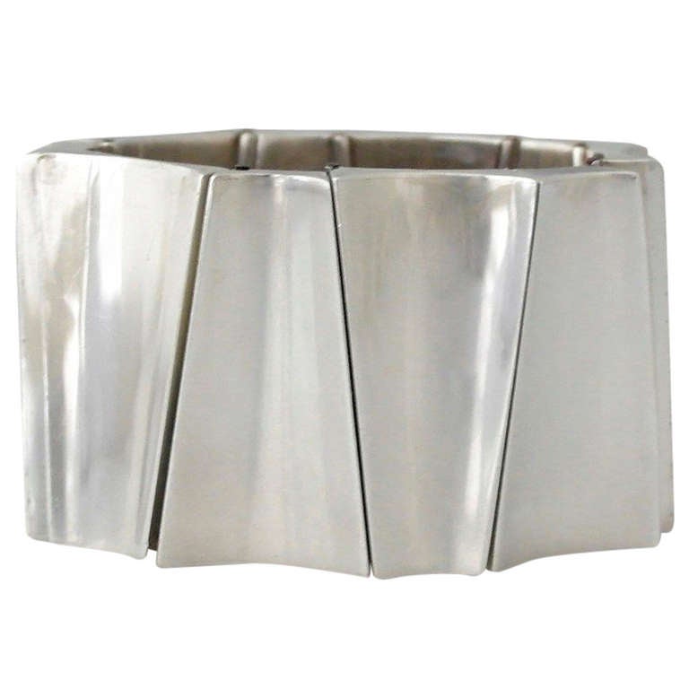 Incredible Antonio Pineda .970 Silver Modernist Wide Bracelet