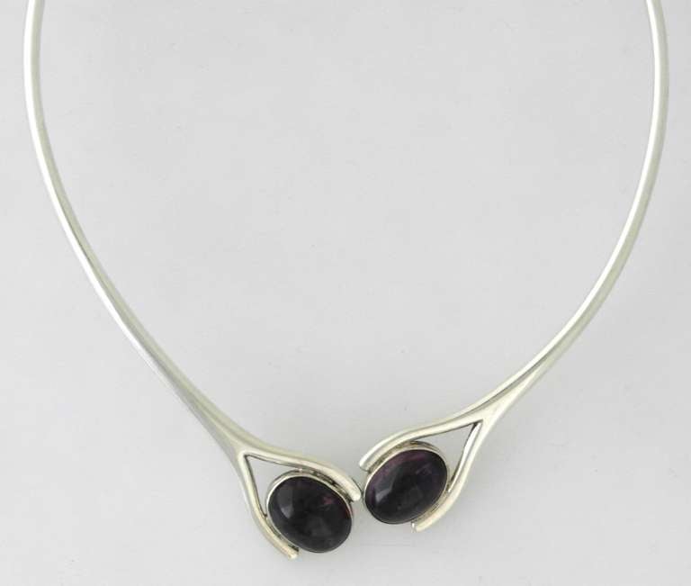 Women's Sigi Pineda Amethyst Sterling Silver Modernist Necklace For Sale
