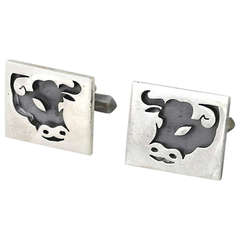 Antonio Pineda .970 Silver Bull Market Motif Cufflinks