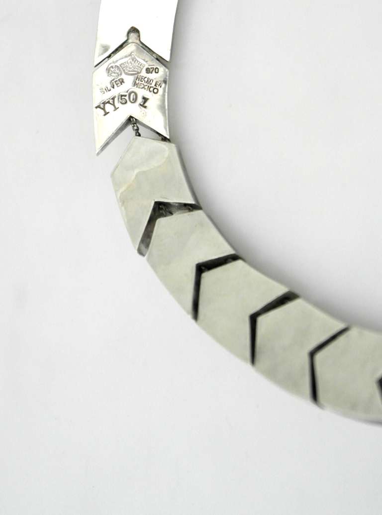 Antonio Pineda .970 Silver Chevron Necklace For Sale 1