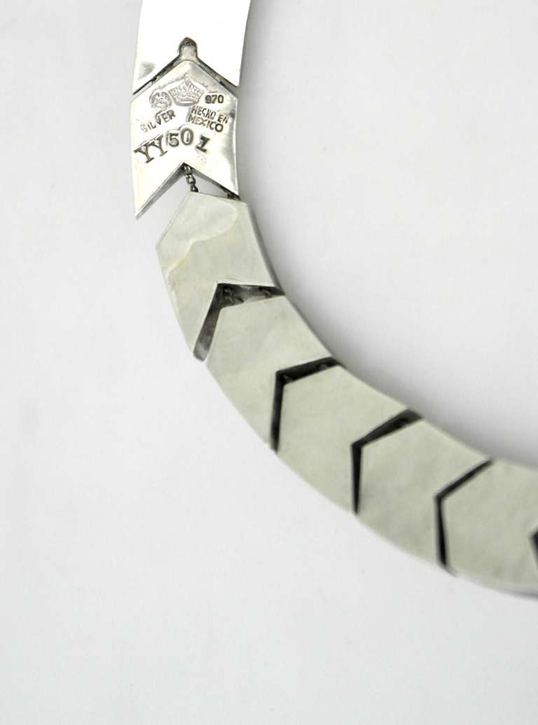 Antonio Pineda .970 Silver Chevron Necklace For Sale 1