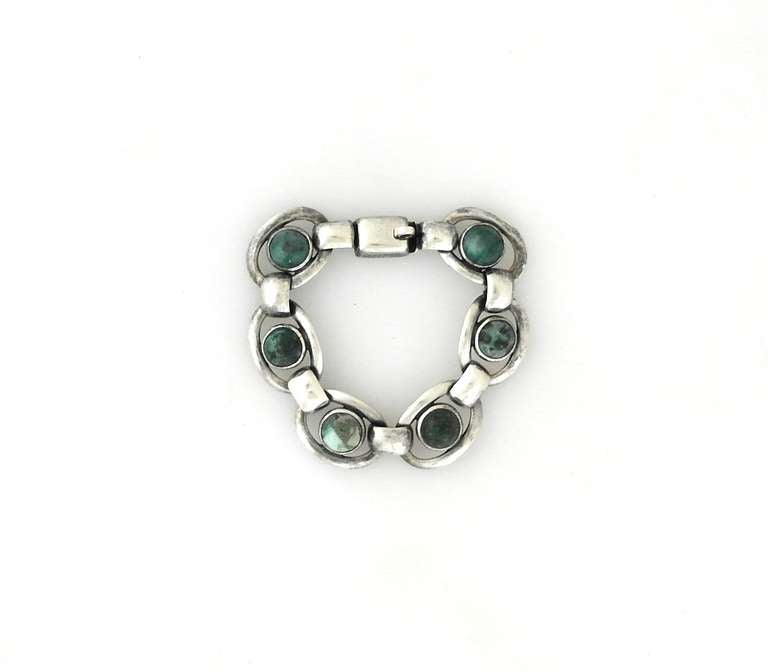 Hector Aguilar .940 Silver Modernist Link Bracelet In Excellent Condition In New York, NY