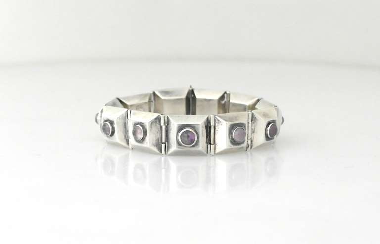 William Spratling Sterling Silver & Amethysts Bracelet