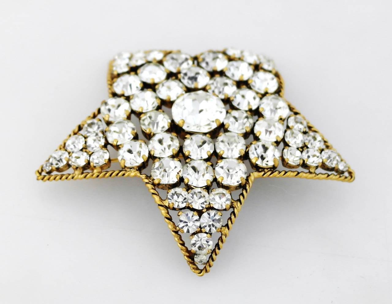 Women's or Men's Rare 1983 Chanel Star Shaped Brooch/Pendant with Brilliant Rhinestones For Sale