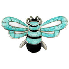 Margot De Taxco Enamel Sterling Silver Bee Brooch
