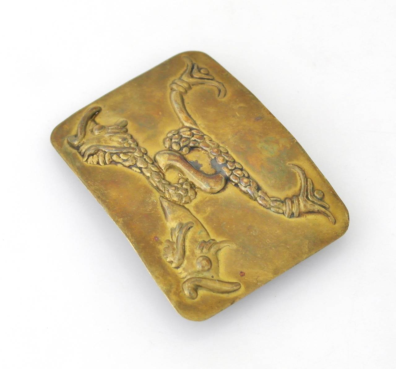 Hubert Harmon Brass Koi Fish Belt Buckle In Excellent Condition For Sale In New York, NY