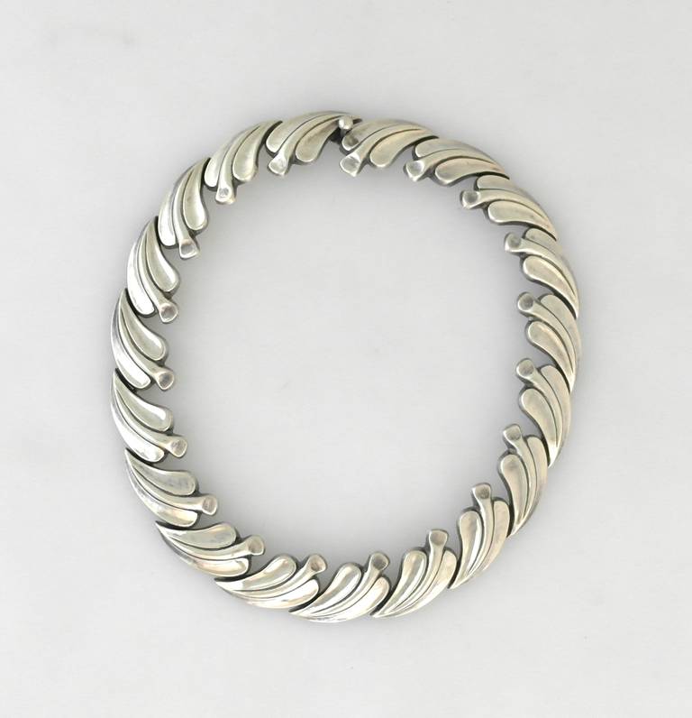 Antonio Pineda .970 Silver Leaf Motif Necklace For Sale 4