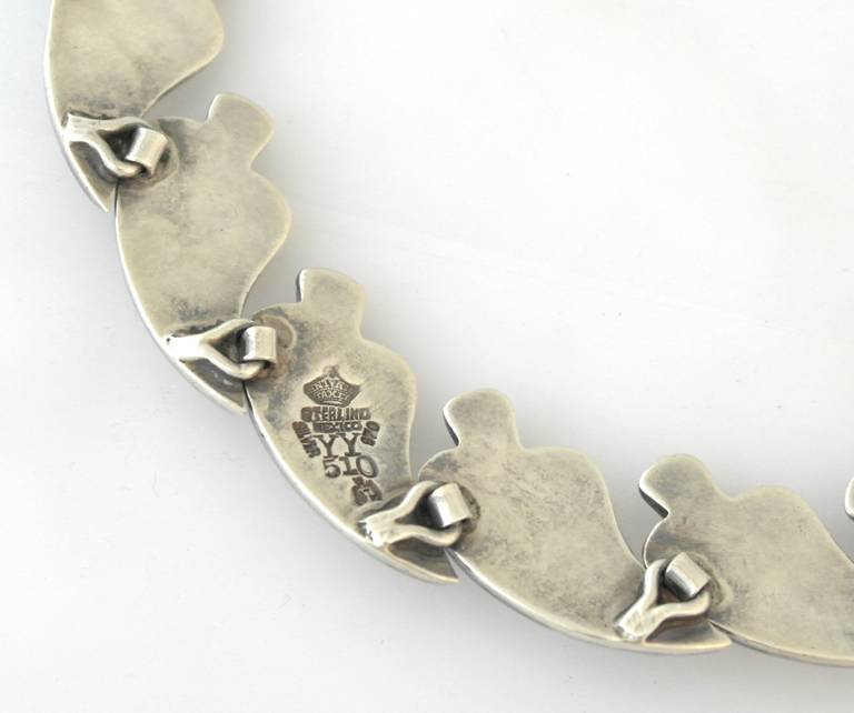 Antonio Pineda .970 Silver Leaf Motif Necklace For Sale 3