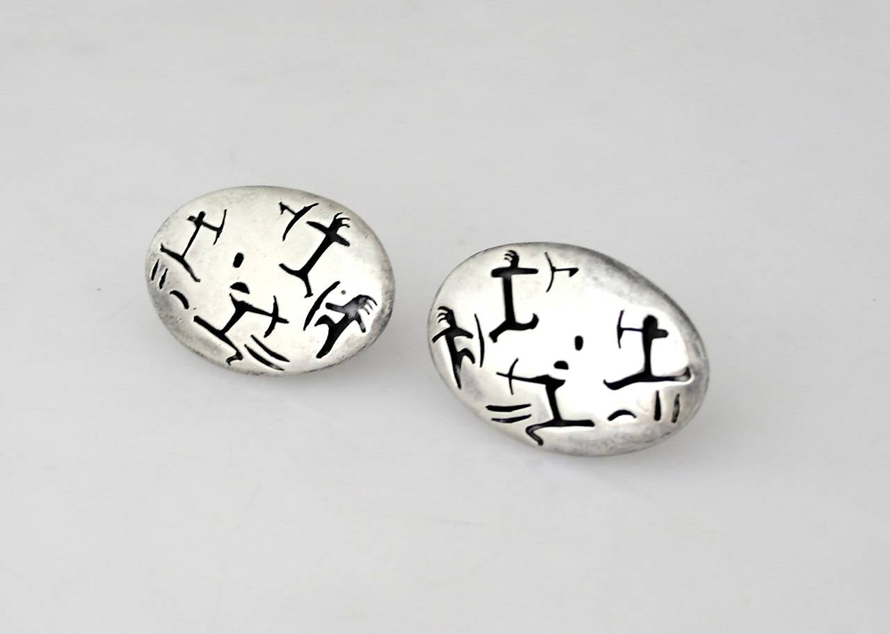 Antonio Pineda .970 Silver Pair of Cufflinks In Excellent Condition In New York, NY