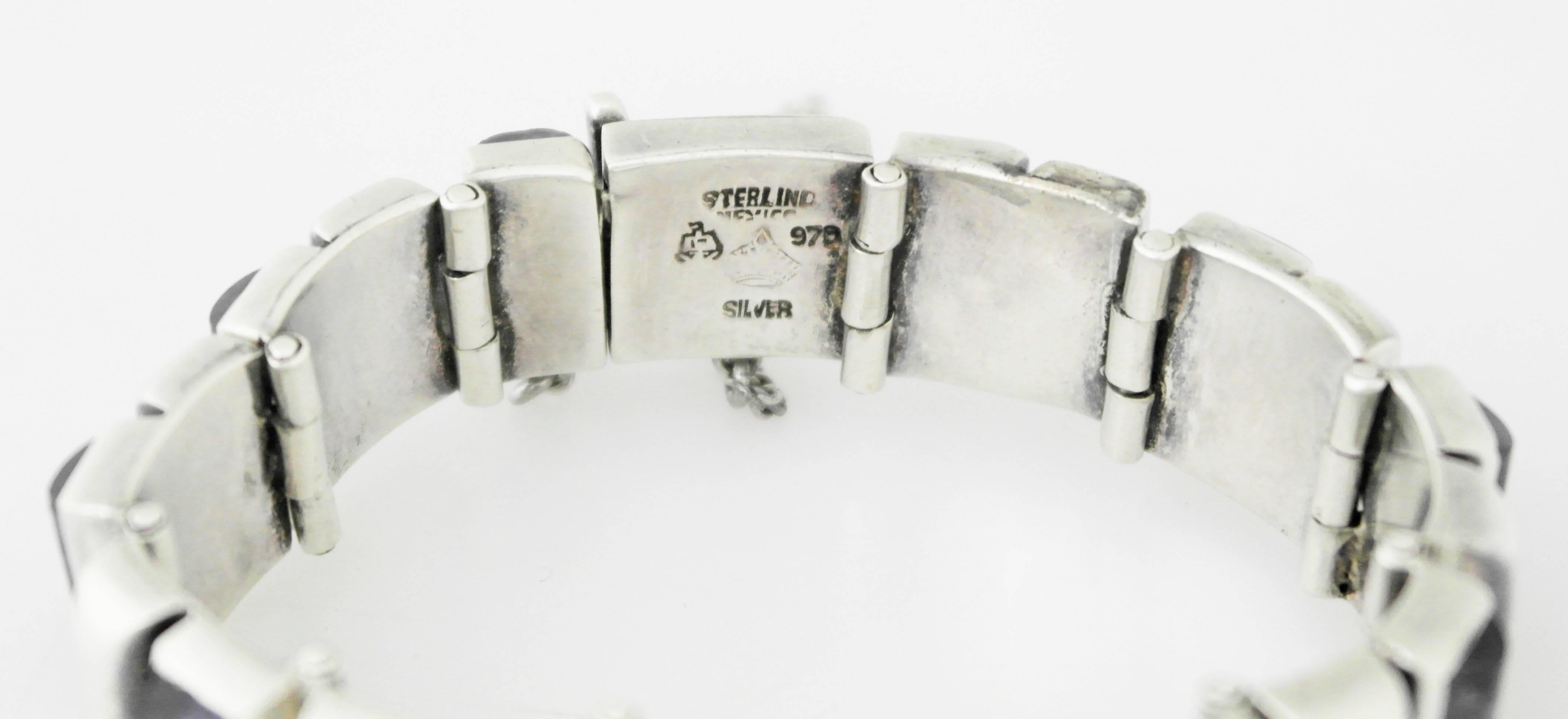Antonio Pineda .970 Silver & Amethysts Bracelet  For Sale 3