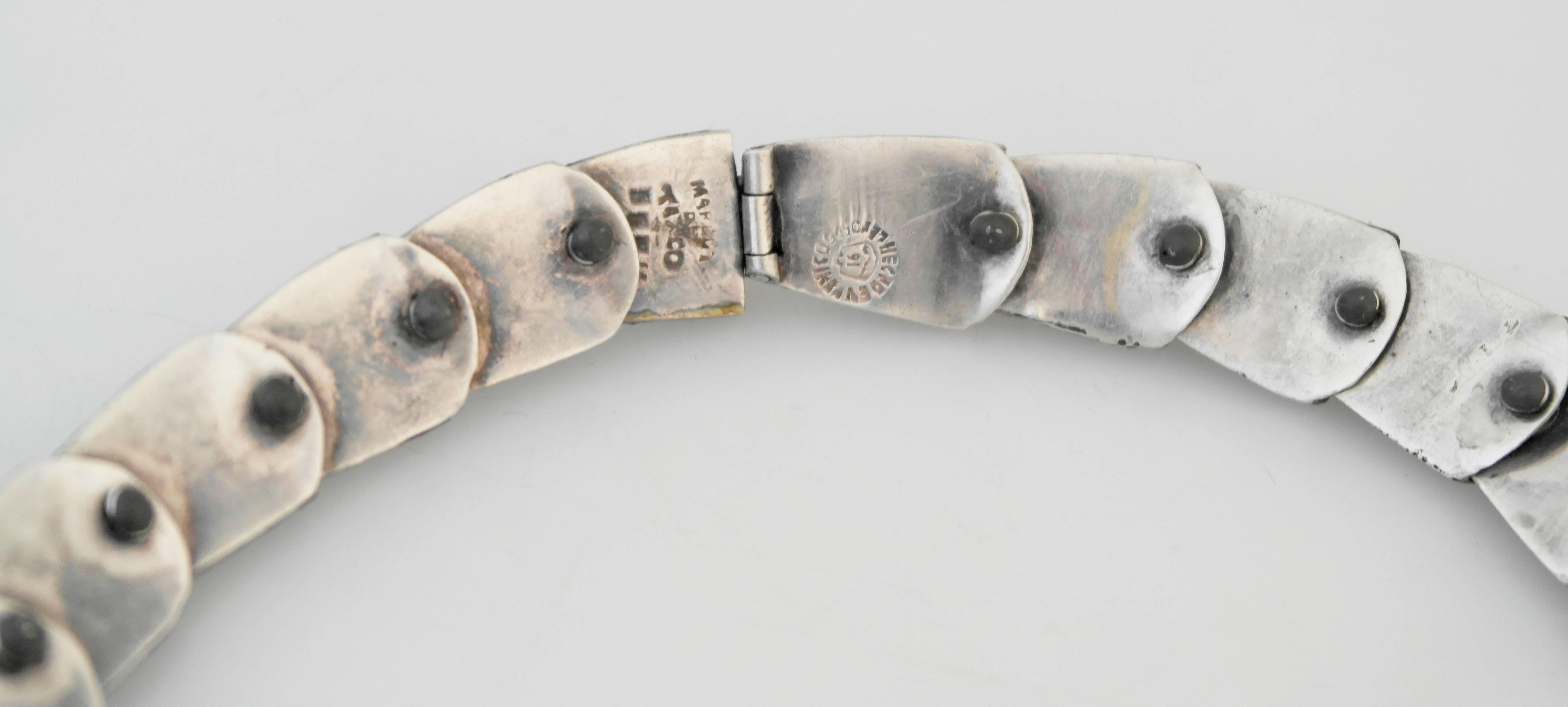 Margot De Taxco Enamel Sterling Silver Snake Necklace For Sale 3