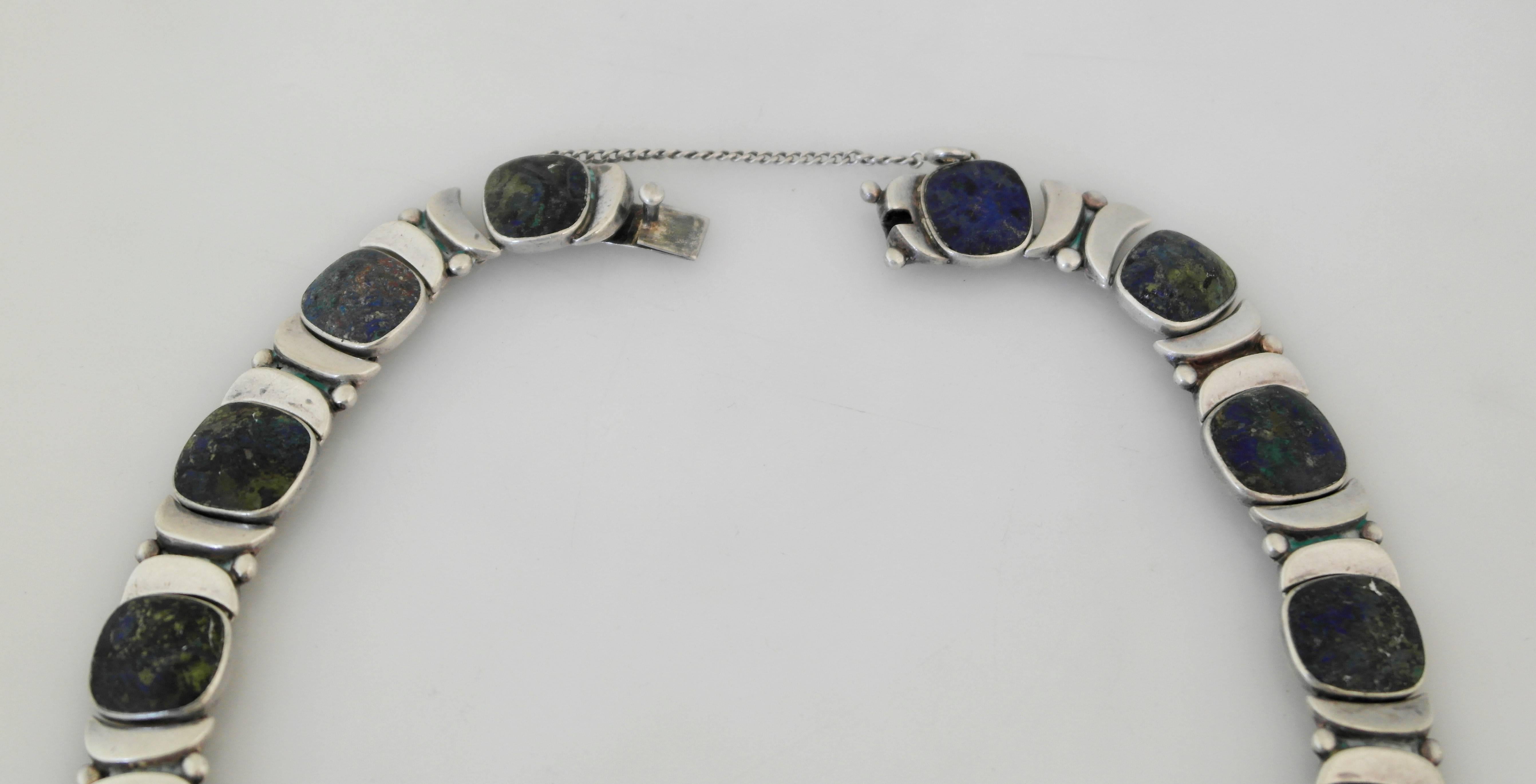 Women's or Men's Sublime Felipe Martinez Piedra Y Plata Azurite Sterling Silver Necklace 1950