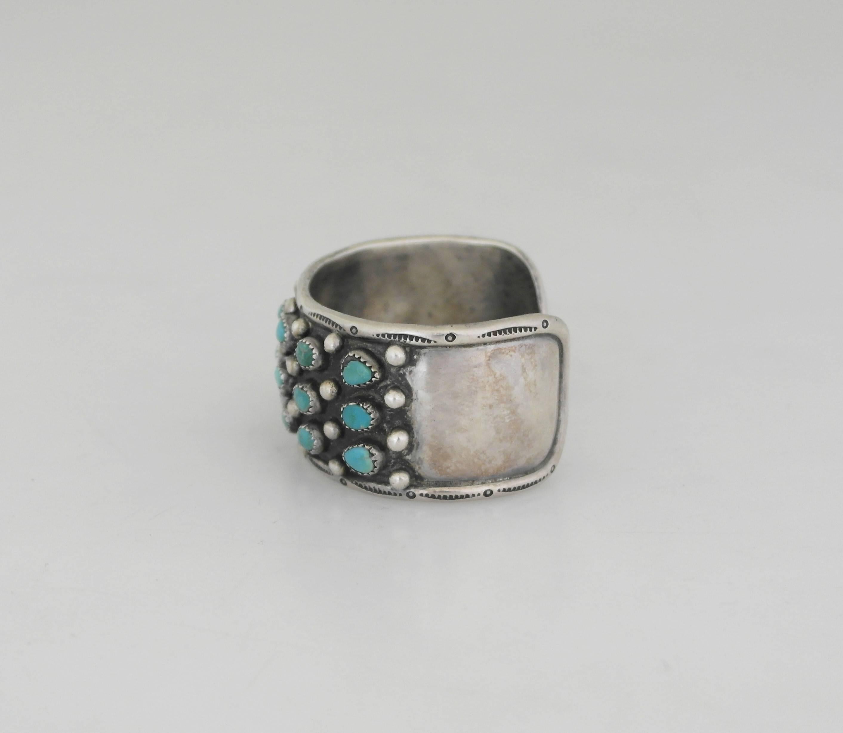 Women's or Men's Roger Skeets Native American Turquoise Sterling Silver Cuff Bracelet