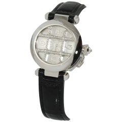 Brand new Cartier Lady's White Gold Pasha Wristwatch with Diamond Grid