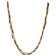 Gurhan Ruby Gold Three Strand Necklace