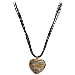 Roberto Coin Diamond Gold Flexible Heart Pendant