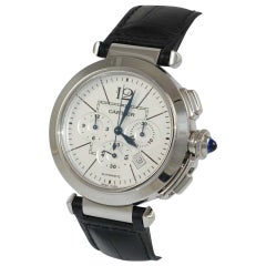 Retro Cartier Stainless Steel Pasha Automatic Chronograph Wristwatch
