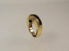 Charles Krypell Sapphire Diamond Yellow Gold Ring